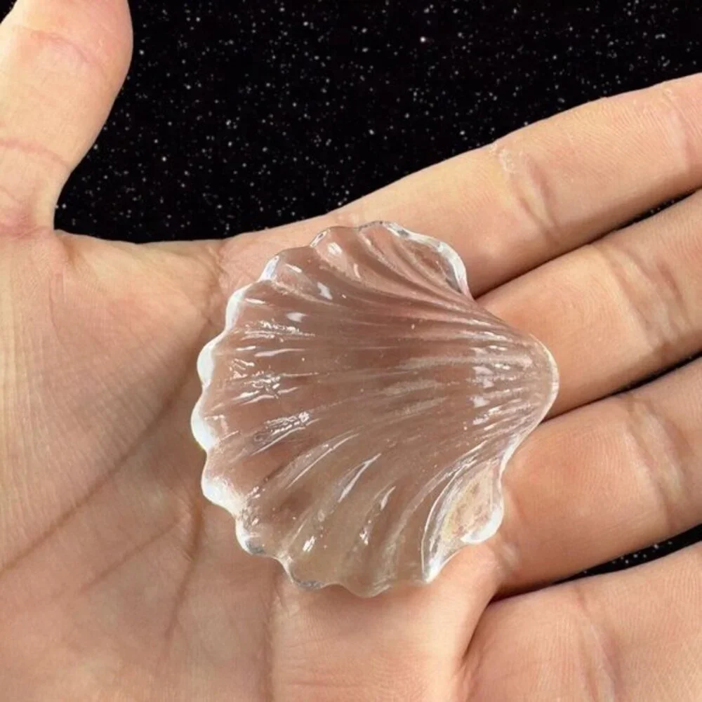 Clear Miniature Art Glass Nautical Theme‎ Shell Figurine Small Paperweight Glass